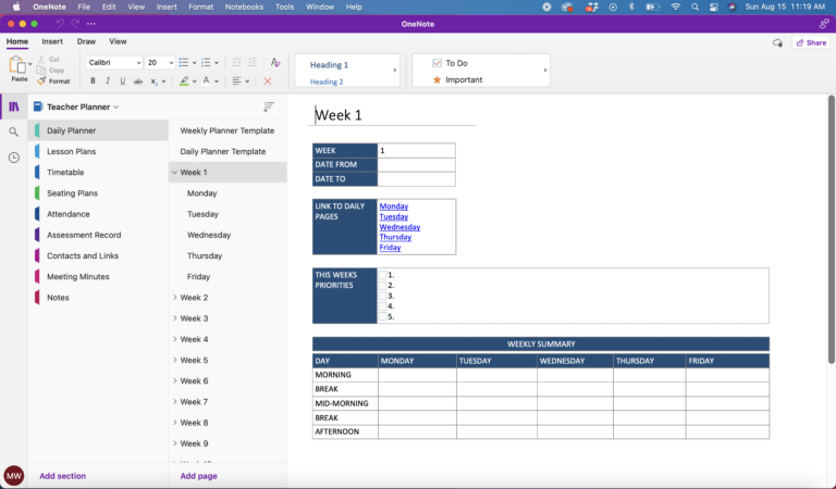 OneNote Planner for Teachers - The Better Grind