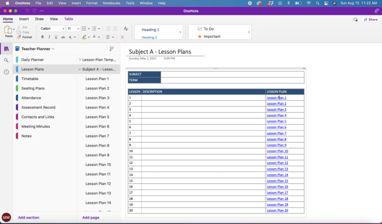 OneNote Planner for Teachers - The Better Grind