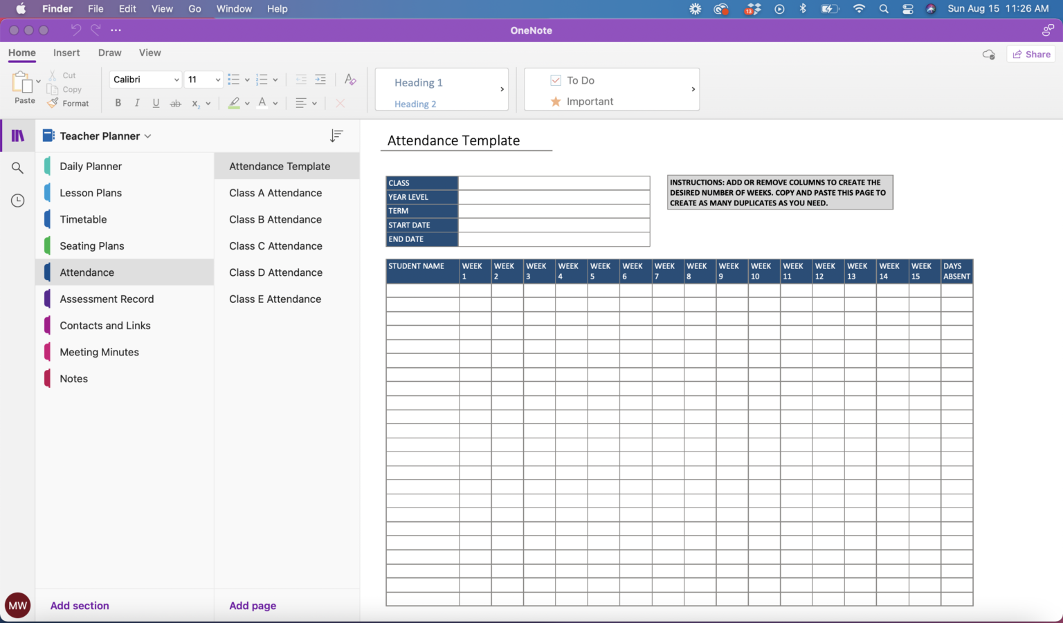 OneNote Planner for Teachers - The Better Grind