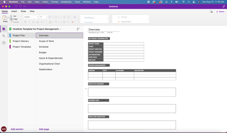 OneNote Template for Project Management - The Better Grind