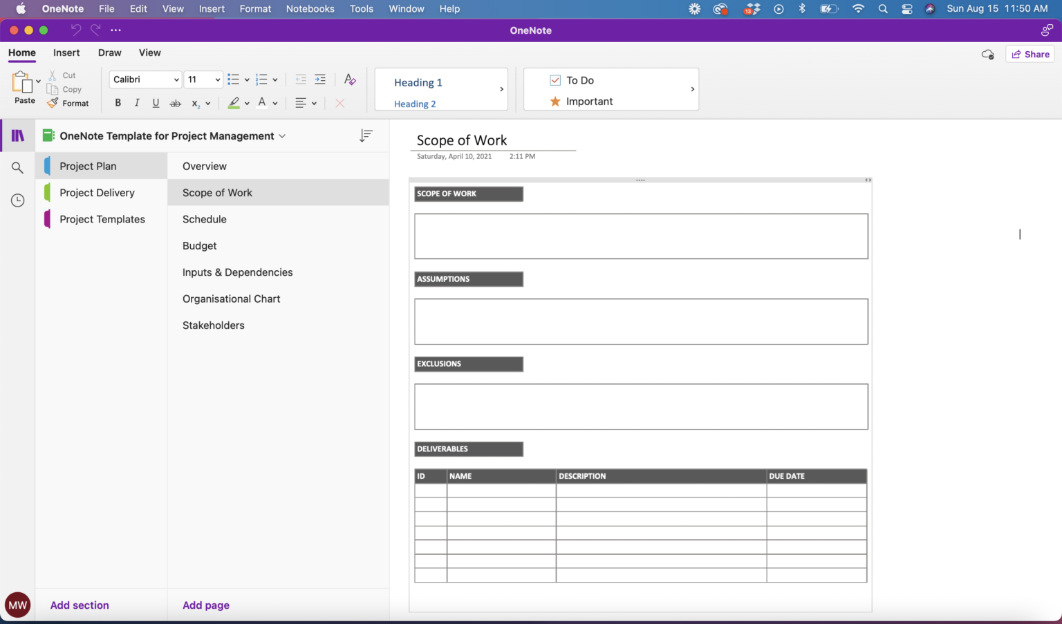 OneNote Template For Project Management - The Better Grind